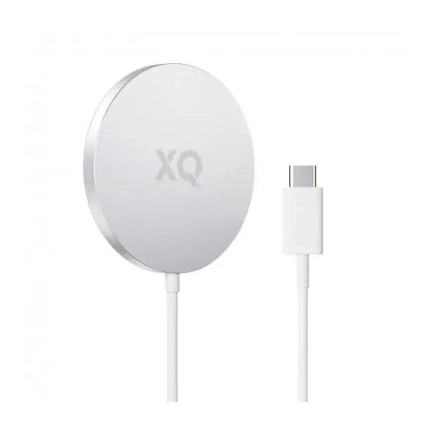 Ładowarka indukcyjna aluminiowa XQISIT 15W zgodna z MagSafe z kablem USB C biała