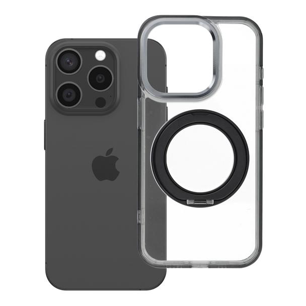 Etui na iPhone 15 PRO Frame Circle Stand zgodne z MagSafe czarne