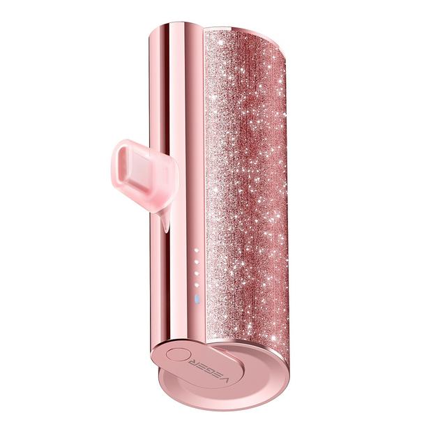 Powerbank Veger PlugOn (W0573) PD QC3.0 2,4A 12W 5000 mAh z wbudowanym złączem USB C rózowy
