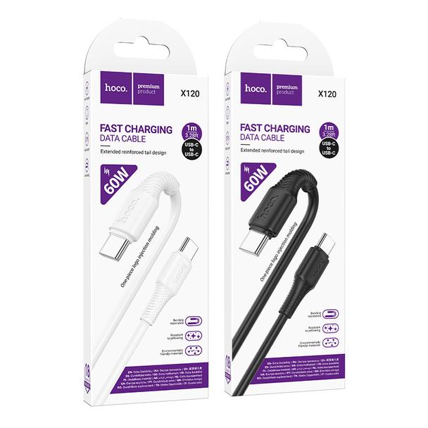 Kabel USB C do USB C Hoco 3A 60W 1 m X120 czarny