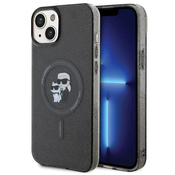 KARL LAGERFELD futerał do IPHONE 15 KLHMP15SHGKCNOK (Glitter + MAG) czarny