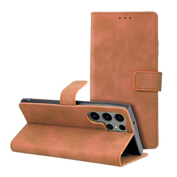 Etui z klapką na Samsung S23 ULTRA Tender Book brązowe
