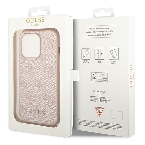 GUESS futerał do IPHONE 14 Pro GUHCP14LG4GFPI (4G Gold Logo) różowy