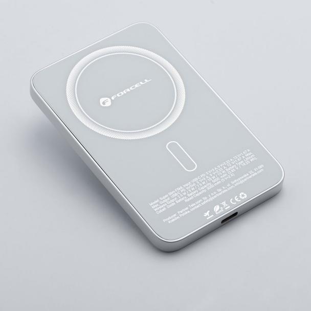 Powerbank zgodny z MagSafe Forcell F-Energy SuperSlim F5K8 QC4.0 PD3.0 15W 5000 mAh biały 0INT
