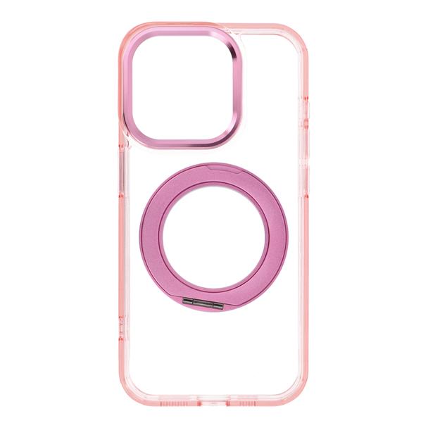 Etui na iPhone 15 PRO Frame Circle Stand zgodne z MagSafe różowe