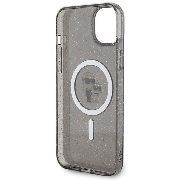 KARL LAGERFELD futerał do IPHONE 15 KLHMP15SHGKCNOK (Glitter + MAG) czarny