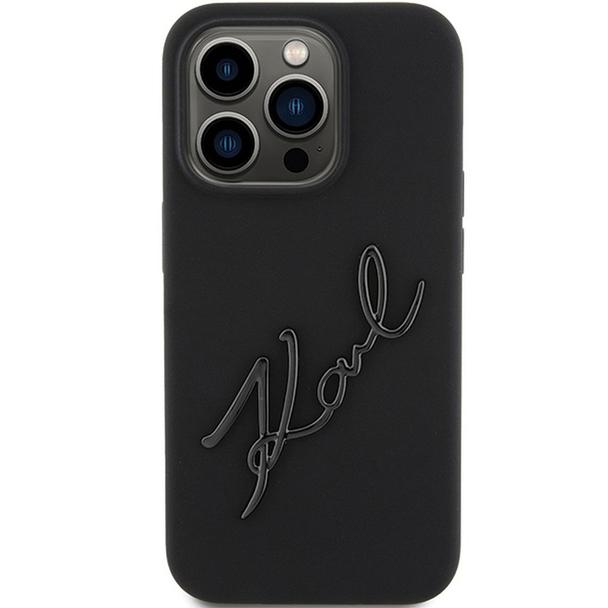 KARL LAGERFELD futerał do IPHONE 15 Pro KLHCP15LSKSBMCK (Silicone Karl Script Logo) czarny