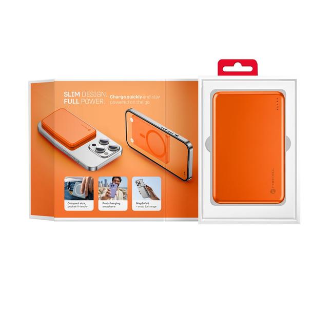 Powerbank zgodny z MagSafe Forcell F-Energy Slim F5K9 QC4.0 PD3.0 15W 5000 mAh pomarańczowy  0INT