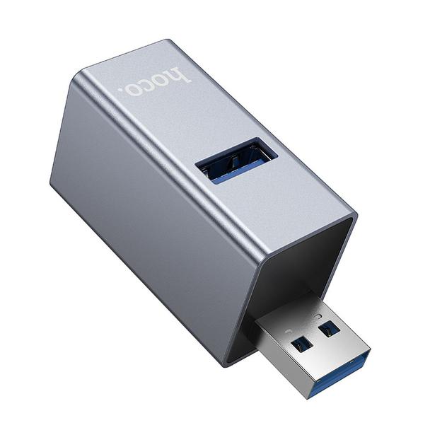 Adapter 3w1 (USB 2.0 x 2+USB 3.0) USB-A Hoco HB54 szary