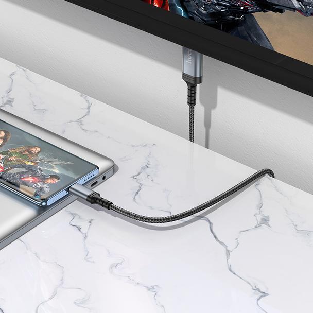 Kabel USB C do HDMI Hoco 4K 30Hz 2 m UA43 stalowy szary