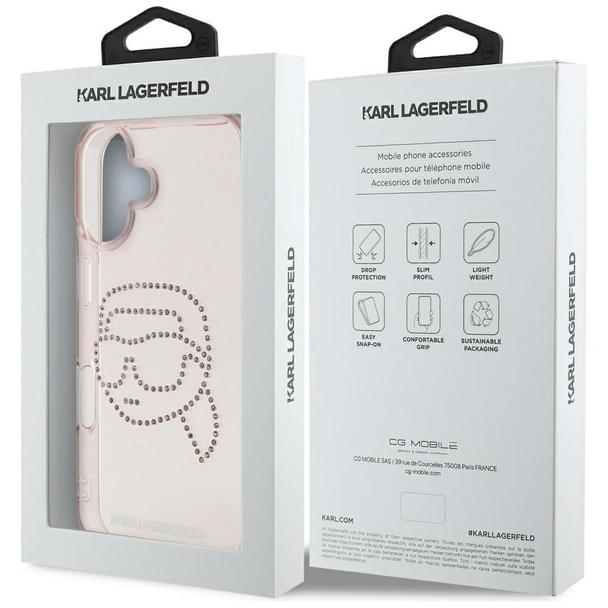 KARL LAGERFELD futerał do IPHONE 16 KLHCP16SHKHDCELP (IML Rhinestones S K Head) różowy