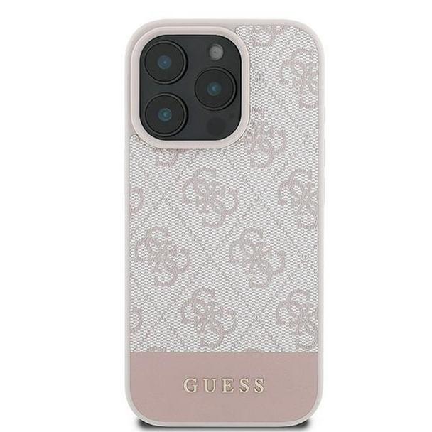 GUESS futerał do IPHONE 16 Pro Max GUHCP16XG4GLPI (4G PU Bottom Stripe) różowy