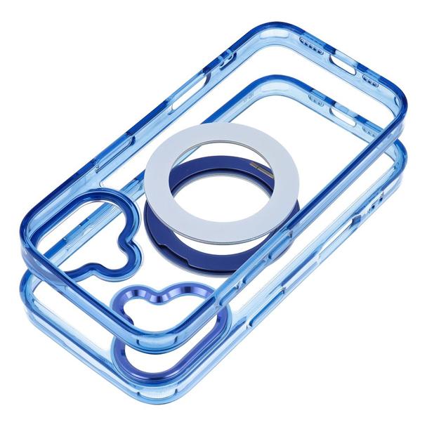 Etui na iPhone 14 Frame Circle Stand zgodne z MagSafe granatowe