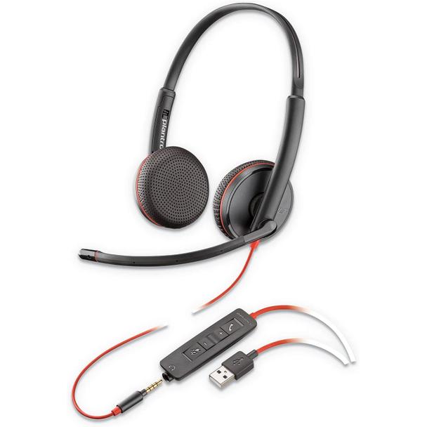 Słuchawki przewodowe nauszne Jack 3,5 mm / USB A Poly Blackwire C3225 czarne