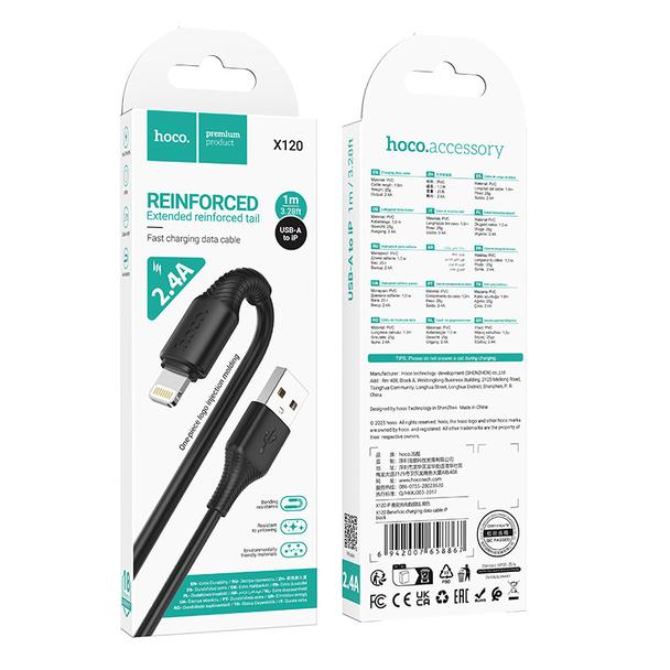 Kabel USB A do Lightning Hoco 2,4A 1 m X120 czarny