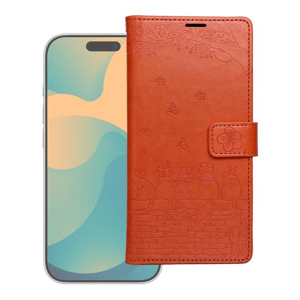 Etui z klapką na Redmi NOTE 15 PRO 4G Mezzo Book koty brązowe