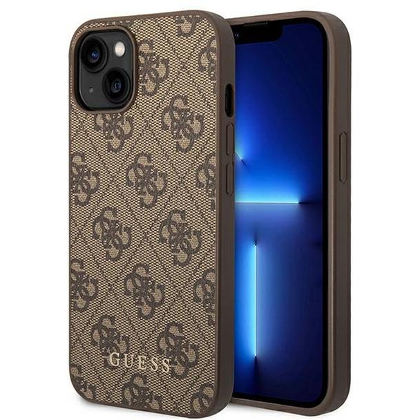 GUESS futerał do IPHONE 14 Plus GUHCP14MG4GFBR (4G Gold Logo) brązowy