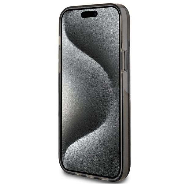 GUESS futerał do IPHONE 15 GUHCP15SLFCSEGK (Liquid Glitter Gold Stripes) czarny