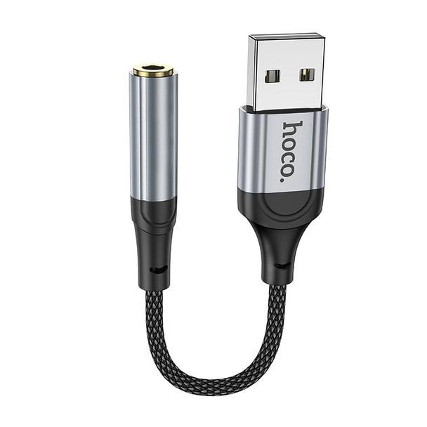 Adapter AUX USB A do Jack 3,5 mm Hoco 0,12 m LS36 czarny