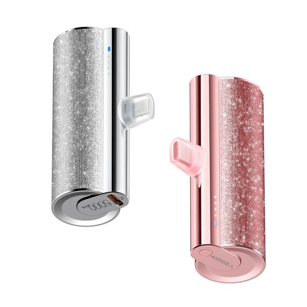 Powerbank Veger PlugOn (W0573) PD QC3.0 2,4A 12W 5000 mAh z wbudowanym złączem USB C rózowy