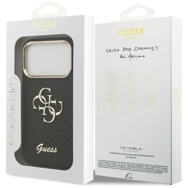 GUESS futerał do IPHONE 17 Pro GUHCP17LHG4SGCK (Fixed Glitter Big 4G Metal Frame) czarny