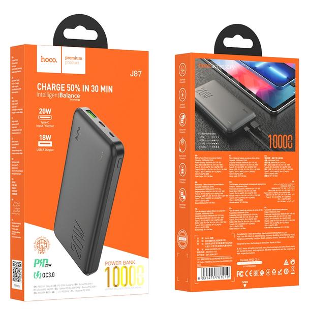 Powerbank Hoco 10000 mAh QC3.0 PD 3A 20W J87 czarny