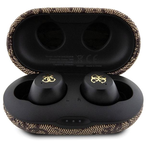 GUESS słuchawki bezprzewodowe bluetooth TWS ENC + stacja dokująca GUTWSP4EGW (4G Metal) brązowe