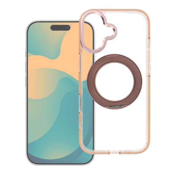 Etui na iPhone 16 PRO Frame Circle Stand zgodne z MagSafe złote