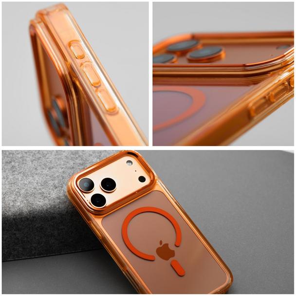 Futerał do iPhone 17 PRO Frame Clear Hybrid Mag Cover zgodny z MagSafe pomarańczowy
