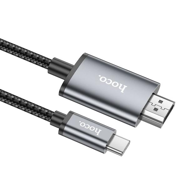 Kabel USB C do HDMI Hoco 4K 30Hz 2 m UA27 stalowy szary