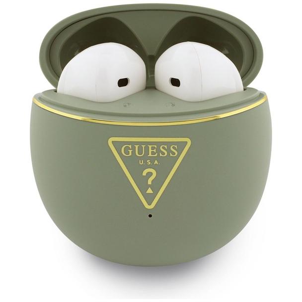 Słuchawki bezprzewodowe douszne Guess TWS GUTWSA15HETN (Small Round Script Print) khaki