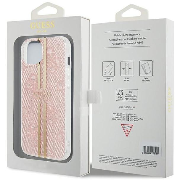 GUESS futerał do IPHONE 15 GUHCP15SH4PSEGP (4G Gold Stripe) różowy