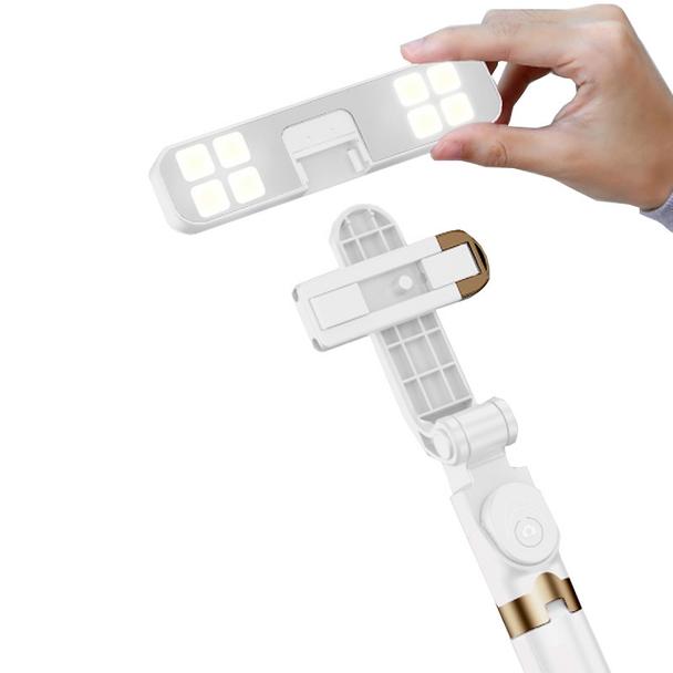 Uchwyt selfie z pilotem bezprzewodowym tripod z LED SSTR-20 biały