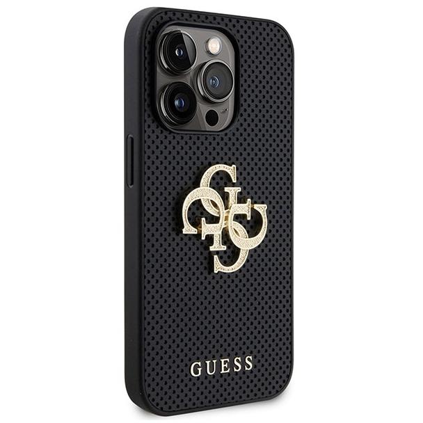 GUESS futerał do IPHONE 15 Pro GUHCP15LPSP4LGK (Leather Perforated 4G Glitter Logo) czarny