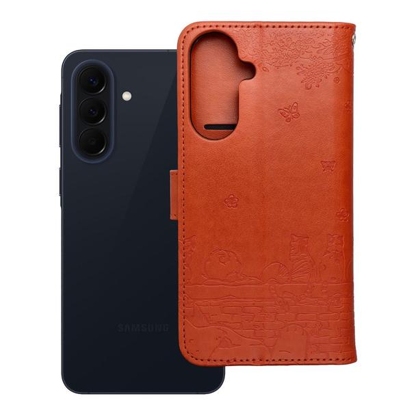 Etui z klapką na Samsung A57 5G Mezzo Book koty brązowy