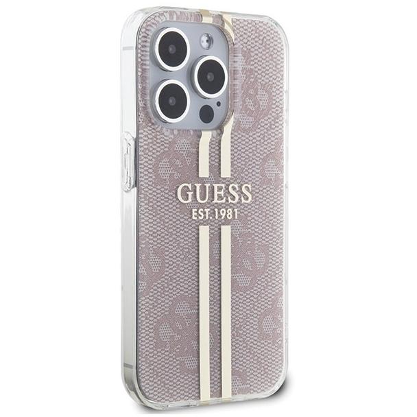 GUESS futerał do IPHONE 14 Pro Max GUHCP14XH4PSEGP (4G Gold  Stripe) różowy