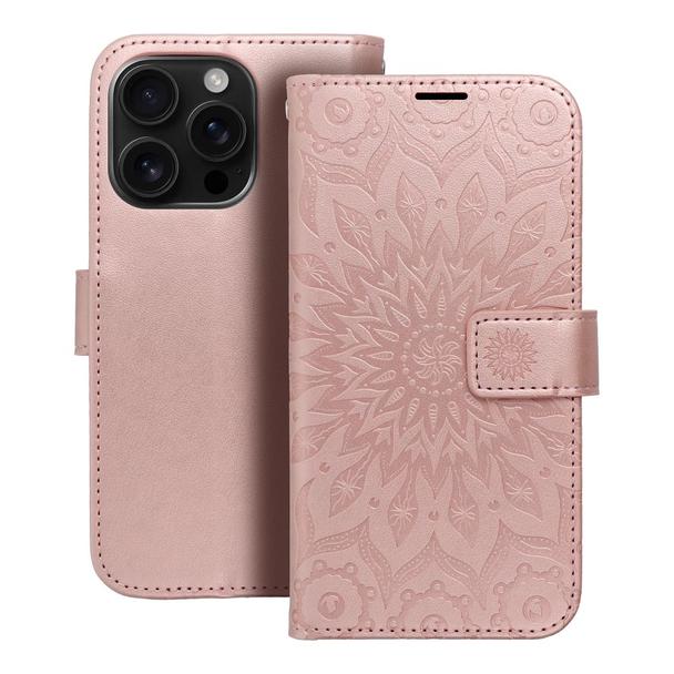 Etui z klapką na iPhone 16 PRO Mezzo Book mandala złoto-różowe