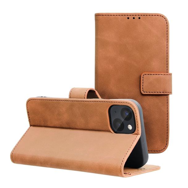 Etui z klapką na iPhone 13 Tender Book brązowe