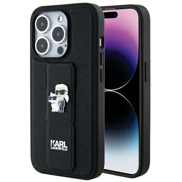 KARL LAGERFELD futerał do IPHONE 13 Pro Max KLHCP13XGSAKCPK (Gripstand Saffiano KC PIN) czarny