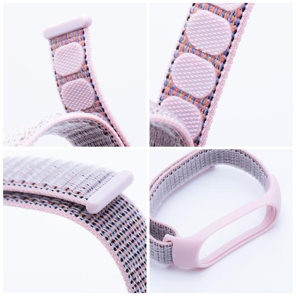 Pasek nylonowy do XIAOMI Mi Band 5 / 6 / 7 różowa (07)