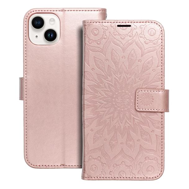 Etui z klapką na iPhone 14 PLUS Mezzo Book mandala złoto-różowe