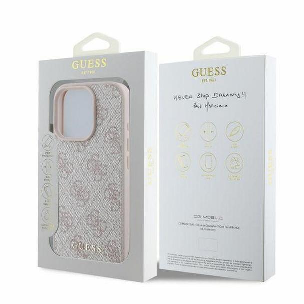 GUESS futerał do IPHONE 16 Pro Max GUHCP16XG4GFPI (PU 4G Classic) różowy