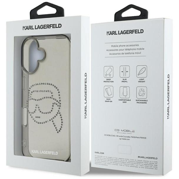 KARL LAGERFELD futerał do IPHONE 16 KLHCP16SHKHDCELK (IML Rhinestones S K Head) czarny