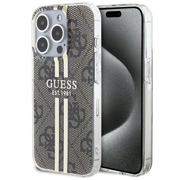 GUESS futerał do IPHONE 15 Pro Max GUHCP15XH4PSEGW (4G Gold  Stripe) brązowy
