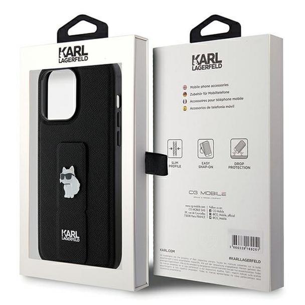 KARL LAGERFELD futerał do IPHONE 13 Pro Max KLHCP13XGSACHPK (Gripstand Saffiano choupette PIN) czarny