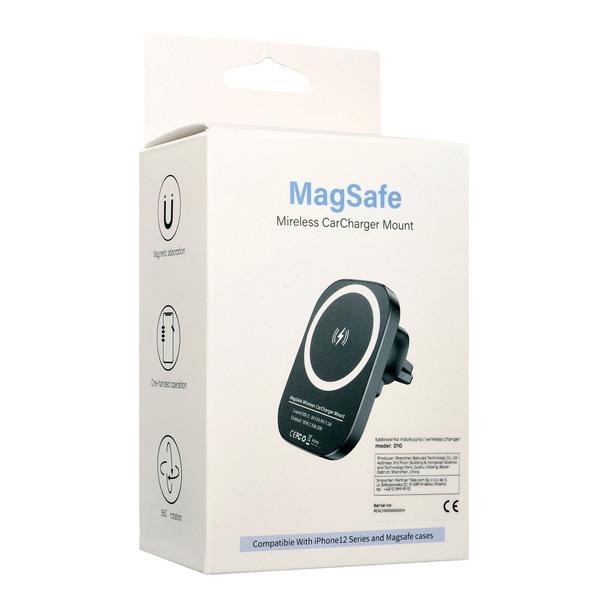 Uchwyt samochodowy magnetyczny do kratki z ładowaniem indukcyjnym kompatybilny z MagSafe 15W D10 czarny