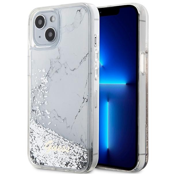 GUESS futerał do IPHONE 13 / 14 / 15 GUHCP14SLCSGSGH (Liquid Glitter Marble) biały