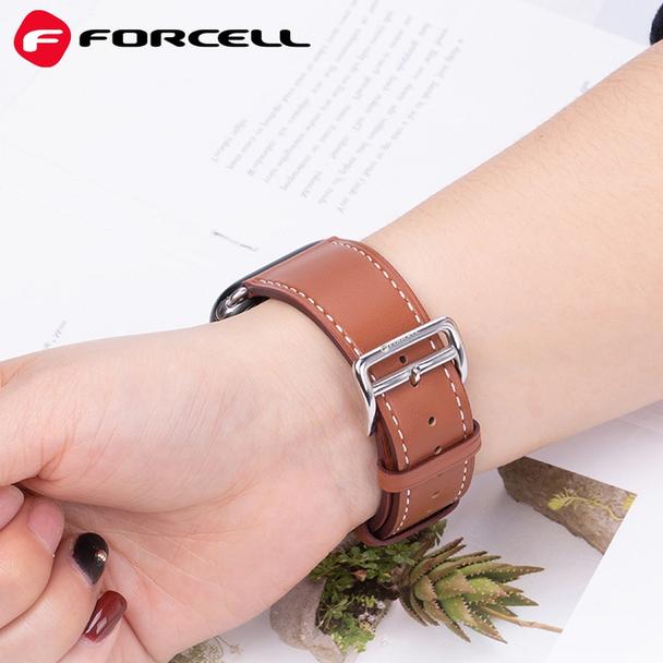 Pasek do Apple Watch Forcell F-Design FA20 dziurki skóra ekologiczna 42 / 44 / 45 / 49 mm czarny