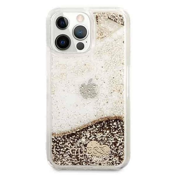 GUESS futerał do IPHONE 14 Pro GUOHCP14LGLHFLGO (Liquide Glitter Charms) złoty