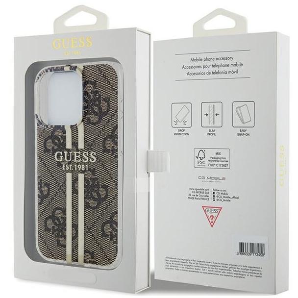 GUESS futerał do IPHONE 15 Pro Max GUHCP15XH4PSEGW (4G Gold  Stripe) brązowy